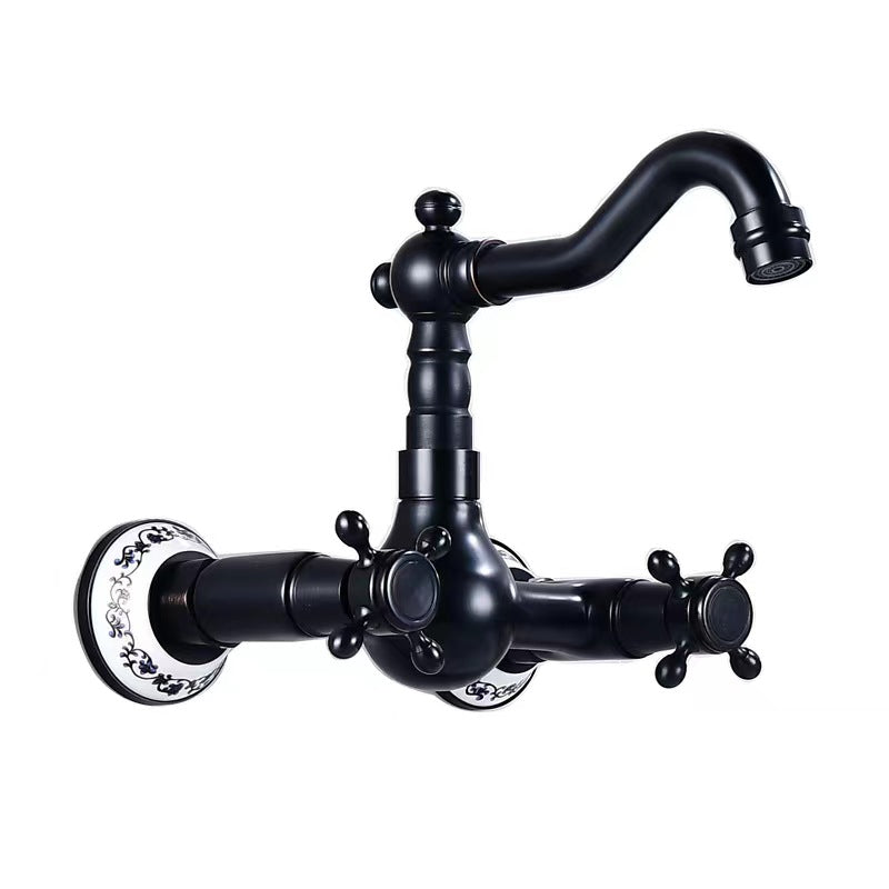 Bathroom Dual Knobs Vessel Sink Faucet | Wall Mounted Basin Mixer Tap Oil Rubbed Bronze - WELQUEEN HOME DECOR