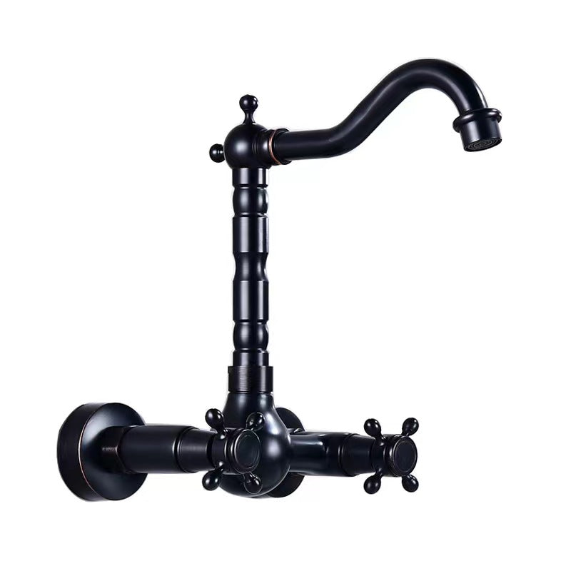 Bathroom Dual Knobs Vessel Sink Faucet | Wall Mounted Basin Mixer Tap Oil Rubbed Bronze - WELQUEEN HOME DECOR