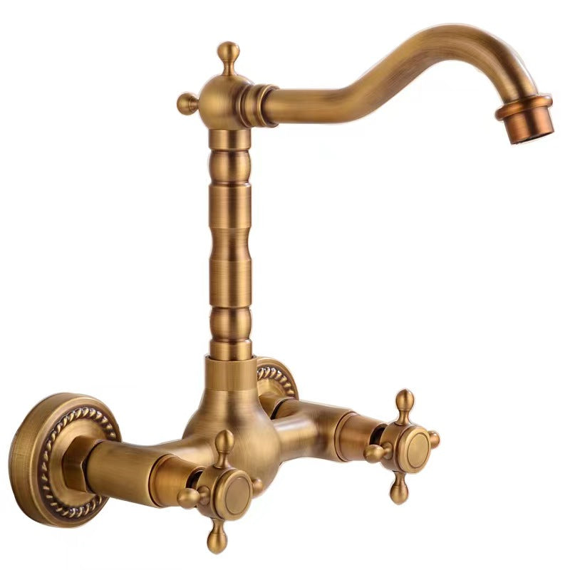 Bathroom Dual Knobs Vessel Sink Faucet | Wall Mounted Basin Mixer Tap Oil Rubbed Bronze - WELQUEEN HOME DECOR