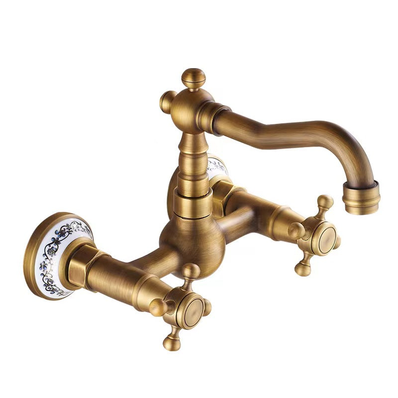 Bathroom Dual Knobs Vessel Sink Faucet | Wall Mounted Basin Mixer Tap Oil Rubbed Bronze - WELQUEEN HOME DECOR