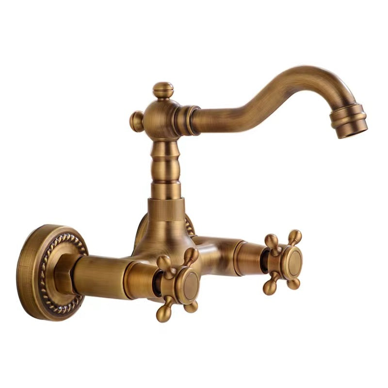 Bathroom Dual Knobs Vessel Sink Faucet | Wall Mounted Basin Mixer Tap Oil Rubbed Bronze - WELQUEEN HOME DECOR