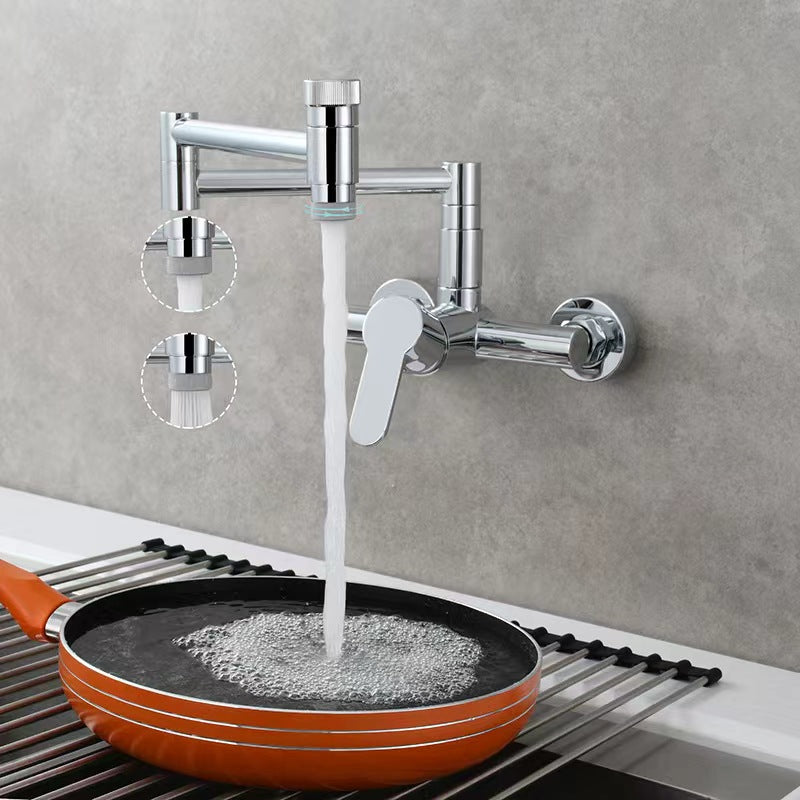 Brass Wall Mounted Kitchen Faucet | Single Handle Folding Kitchen Faucet | Hot and Cold Kitchen Faucet - WELQUEEN HOME DECOR