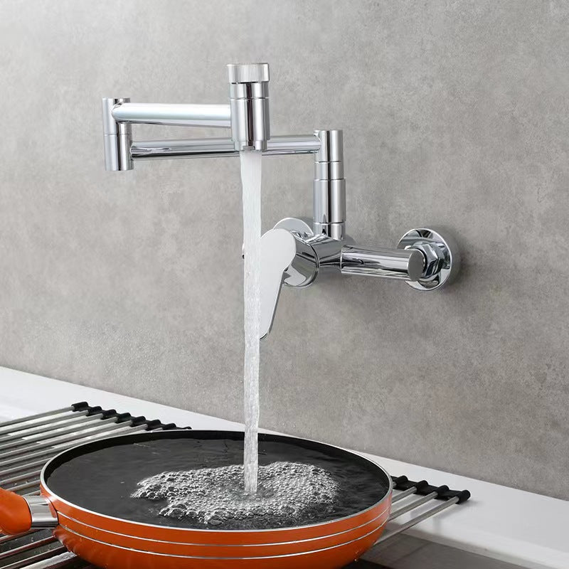 Brass Wall Mounted Kitchen Faucet | Single Handle Folding Kitchen Faucet | Hot and Cold Kitchen Faucet - WELQUEEN HOME DECOR