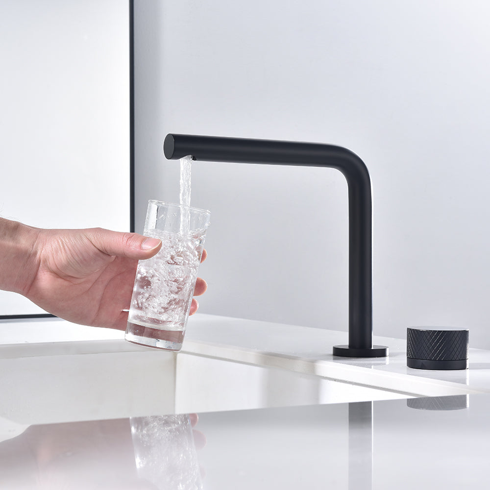 Dual Hole Basin Faucet Single Handle Vanity Sink Faucet 360 Degree Swivel Sink Water Faucet