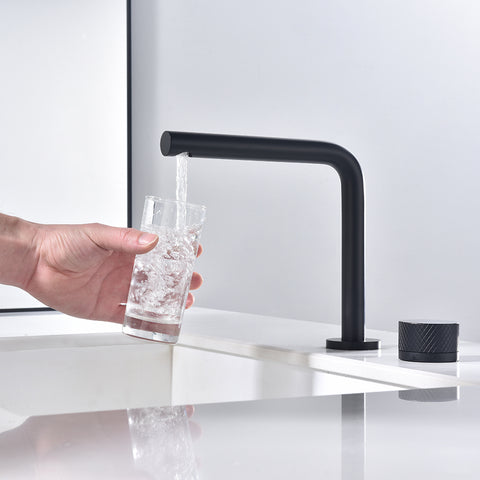 Dual Hole Basin Faucet Single Handle Vanity Sink Faucet 360 Degree Swivel Sink Water Faucet
