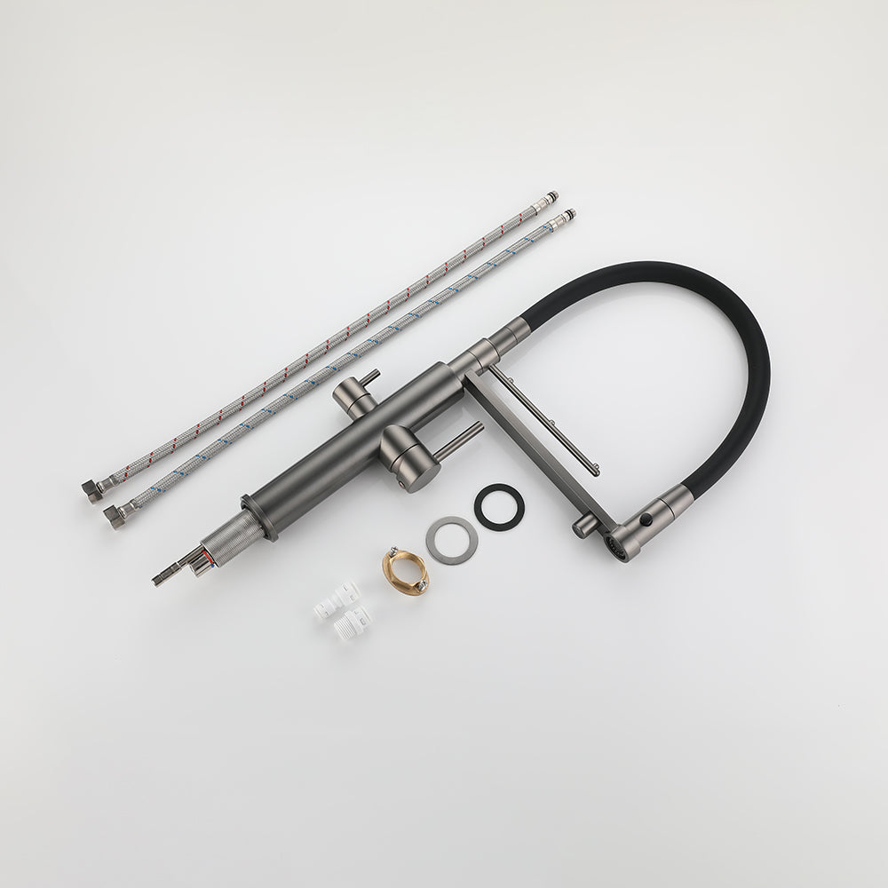 Brass Dual Handle Filter Kitchen Faucet With Towel Hanger - WELQUEEN HOME DECOR