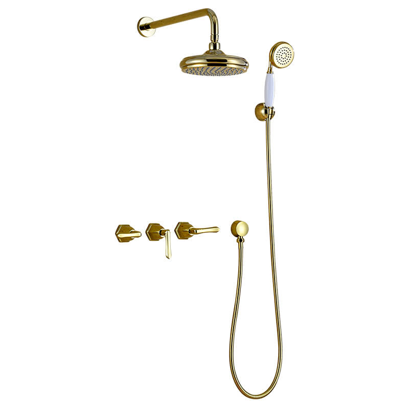 Bathroom Concealed Luxury Rain Mixer Shower Combo Set | Wall Mounted Rainfall Shower Head System Polished Chrome - WELQUEEN