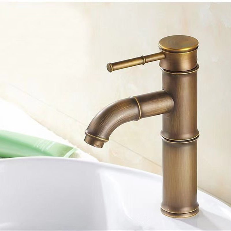 Bathroom Basin Faucet Antique Brass Bamboo Shape Faucet Bronze Finish Sink Faucet Single Handle Hot and Cold Water Mixer Tap - WELQUEEN HOME DECOR