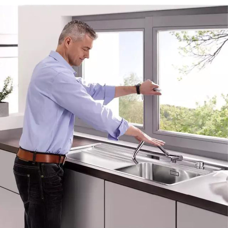 Folding Kitchen Faucet | Brushed Nickel Stainless Steel Kitchen Faucet | 360 Degree Swivel Single Handle Kitchen Sink Faucet - WELQUEEN