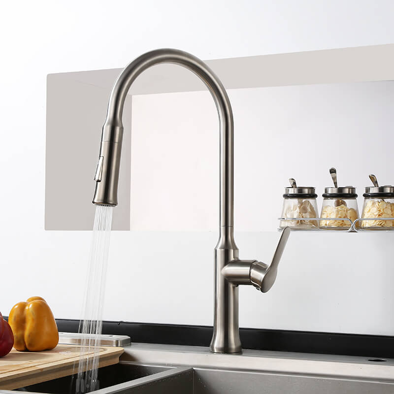 Single Handle Kitchen Faucet | Stainless Steel Pull Down Kitchen Sink Faucet | Spray Kitchen Faucet With Flexible Hose - WELQUEEN