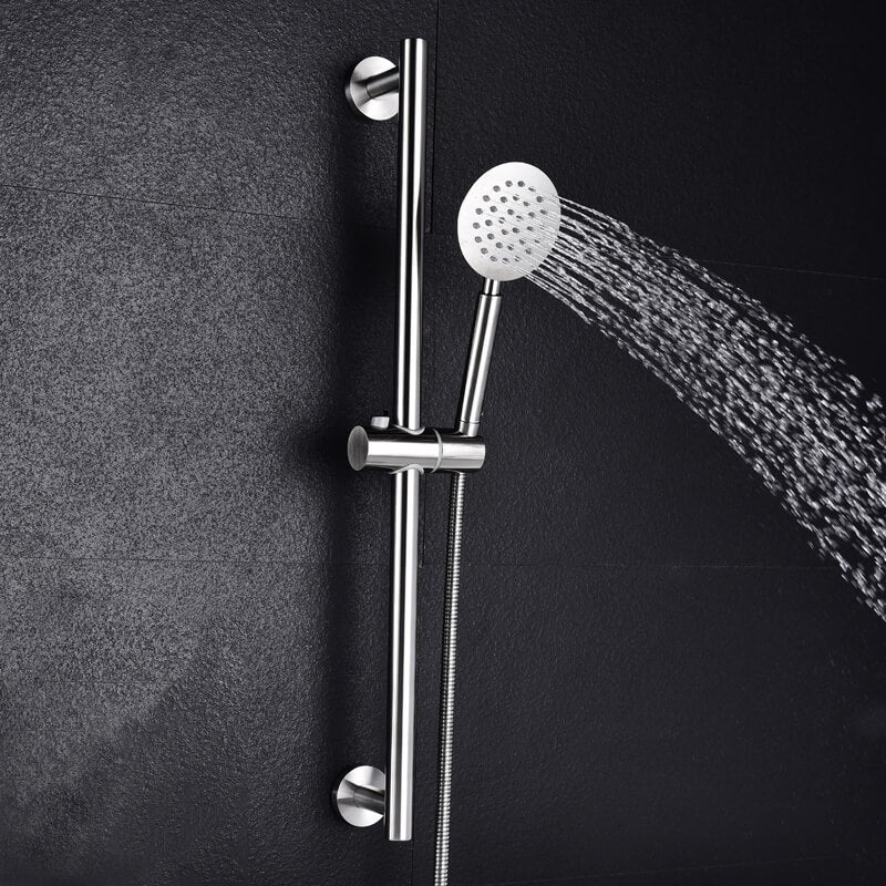 SUS304 Adjustable Shower Slide Bar | Handheld Shower Rail Slide Bar Set | Wall Mounted Round Style Shower Rail Set - WELQUEEN