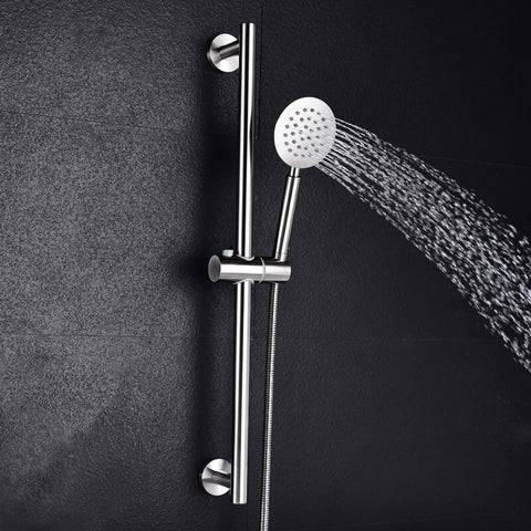 SUS304 Adjustable Shower Slide Bar | Handheld Shower Rail Slide Bar Set | Wall Mounted Round Style Shower Rail Set - WELQUEEN