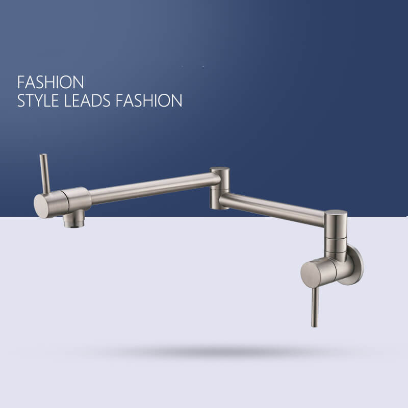 Brass Wall Mounted Kitchen Faucet | Cold Water Folding Kitchen Faucet | Single Lever Rotate Kitchen Sink Faucet 7 Colors - WELQUEEN