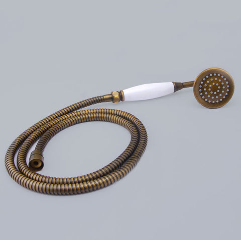 Antique Copper Shower Faucet | Luxury Bathroom Shower Faucet Set 8-inch Round Rainfall Shower Head + Hand Spray + Tub Tap - WELQUEEN