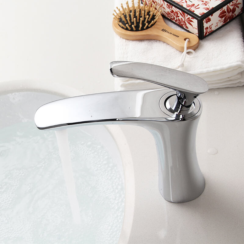 Modern Brass Basin Faucet | Single Handle Bathroom Sink Vessel Faucet | Single Hole Basin Mixer Taps Chrome Plating - WELQUEEN