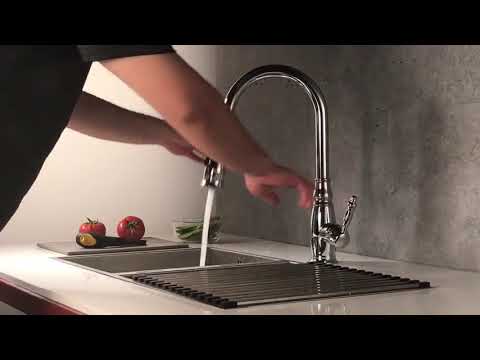 Solid Brass Pull Out Kitchen Faucet | Single Handle Kitchen Faucet | Multi-Function Sprayer Head 360 Degree Swivel Kitchen Sink Faucet - WELQUEEN