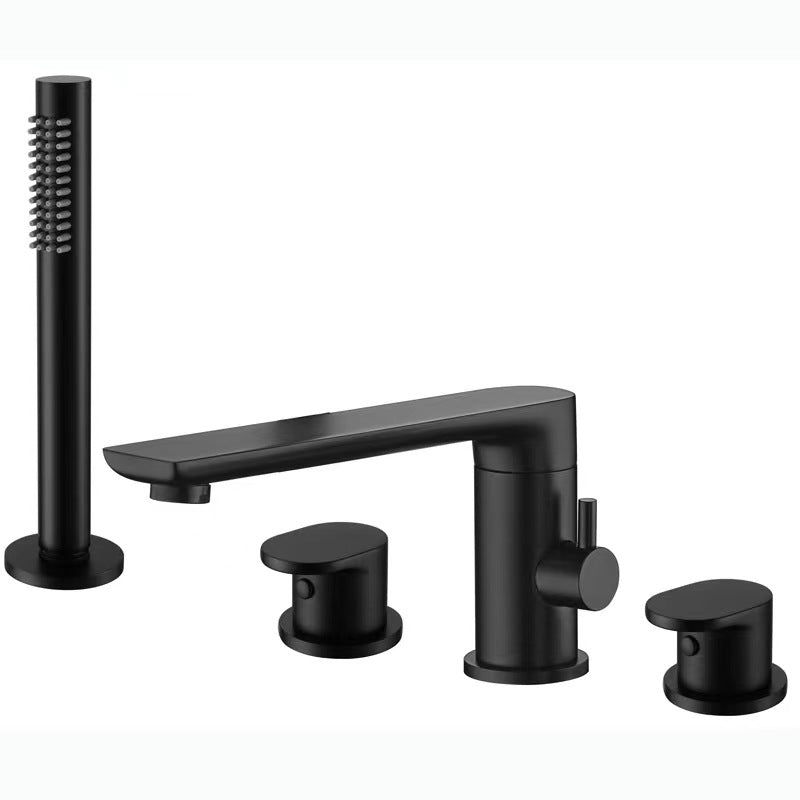 Brush Gold Deck Mount Roman Tub and Shower Trim Kit with Single-Spray Shower Head 3&4 Hole Bathroom Waterfall Bathtub Faucet - WELQUEEN HOME DECOR