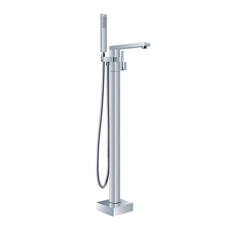 Freestanding Bathtub Faucet | Tub Filler Floor Mounted Brass Bathtub Faucet | Bathtub Faucet Single Handle With Handheld Shower Chrome Plating - WELQUEEN