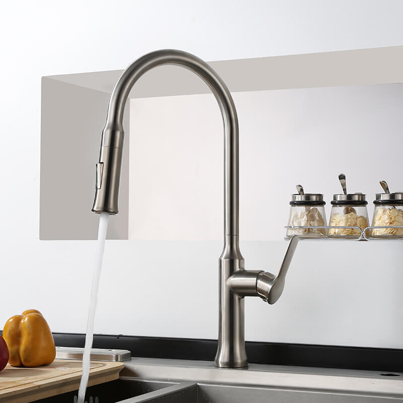 Single Handle Kitchen Faucet | Stainless Steel Pull Down Kitchen Sink Faucet | Spray Kitchen Faucet With Flexible Hose - WELQUEEN