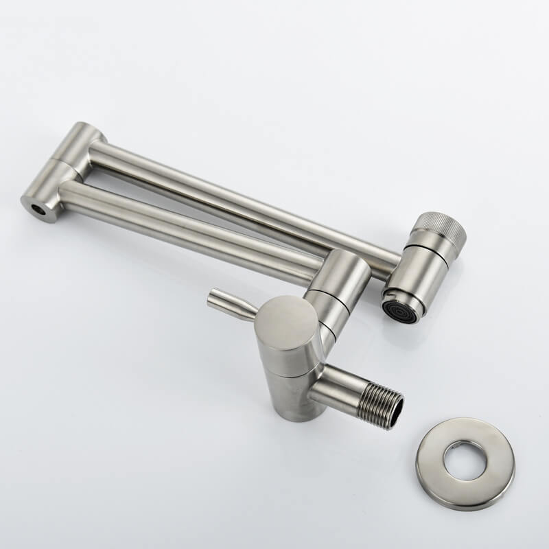 Cold Water Folding Kitchen Faucet | Wall Mounted Swivel Kitchen Taps | Double Handle Brass Kitchen Faucet 4 Colors - WELQUEEN