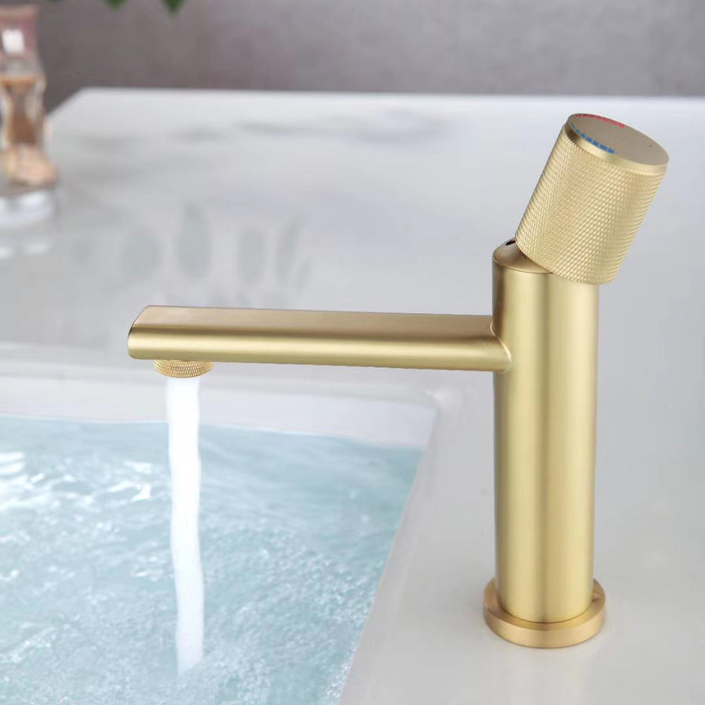 New Basin Faucets Chrome Brass Bathroom Sink Faucet Key Push-Button Style Brush Gold Hot and Cold Water Tap - WELQUEEN HOME DECOR