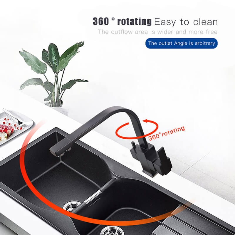 Dual Handle Kitchen Faucet With Dual Spray | 360 Degree Rotated Brass Kitchen Faucet | Drinking Water Purifier Filter Filtration System - WELQUEEN