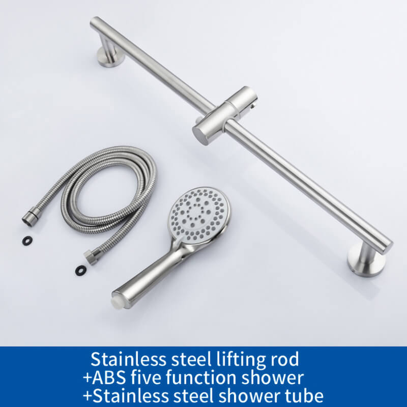 SUS304 Adjustable Shower Slide Bar | Handheld Shower Rail Slide Bar Set | Wall Mounted Round Style Shower Rail Set - WELQUEEN