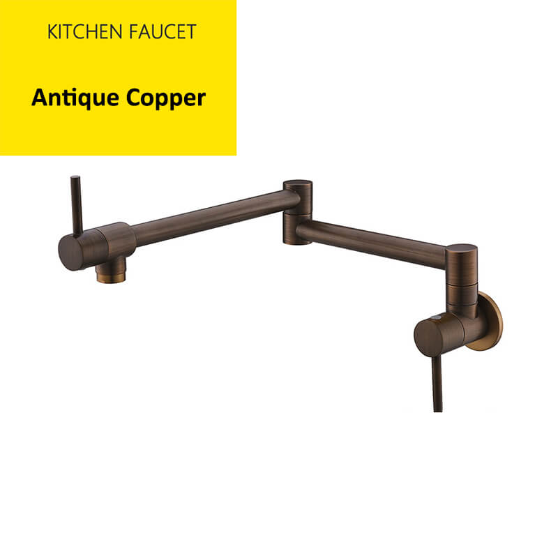 Brass Wall Mounted Kitchen Faucet | Cold Water Folding Kitchen Faucet | Single Lever Rotate Kitchen Sink Faucet 7 Colors - WELQUEEN