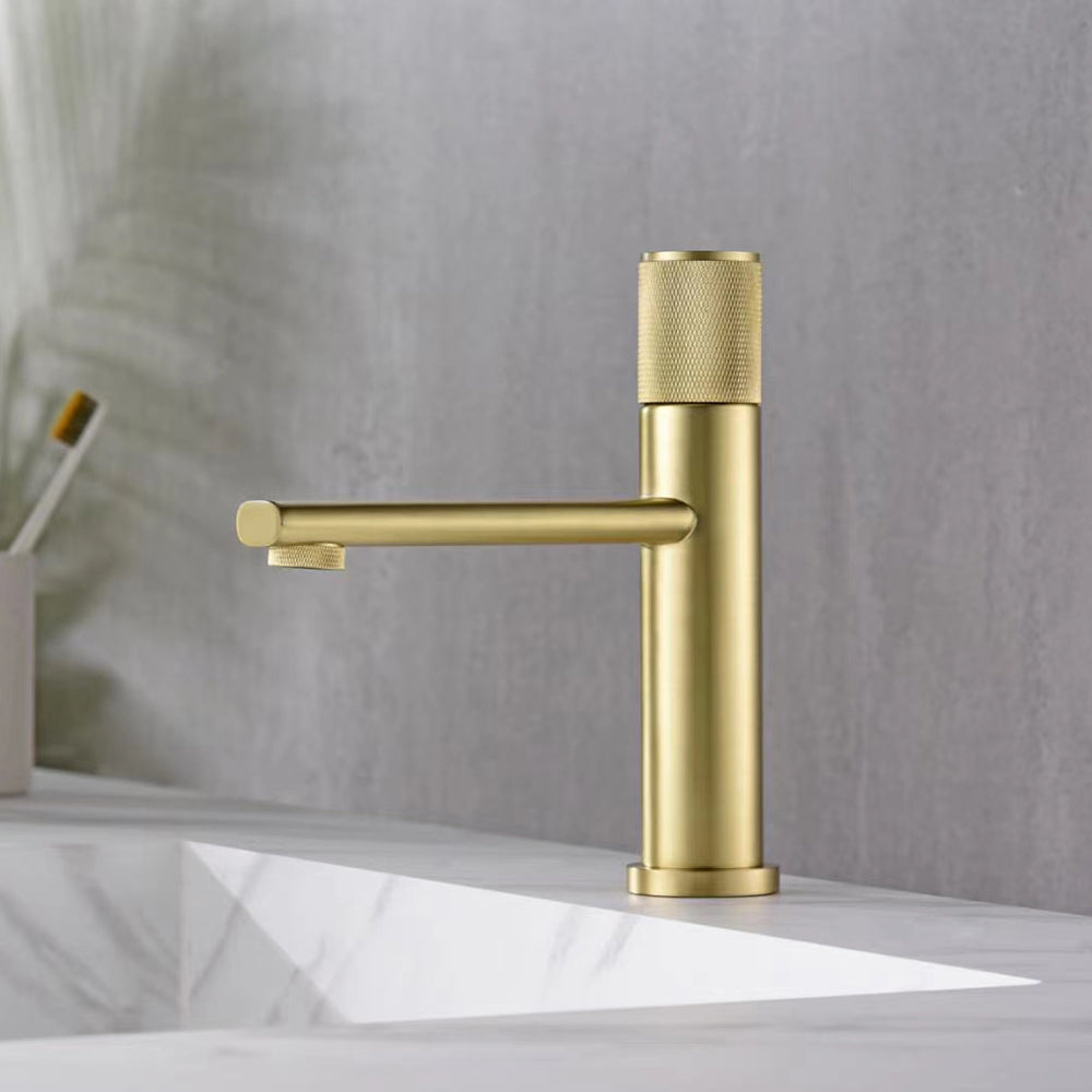 New Basin Faucets Chrome Brass Bathroom Sink Faucet Key Push-Button Style Brush Gold Hot and Cold Water Tap - WELQUEEN HOME DECOR