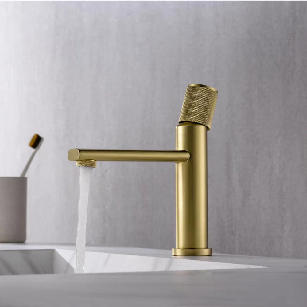 New Basin Faucets Chrome Brass Bathroom Sink Faucet Key Push-Button Style Brush Gold Hot and Cold Water Tap - WELQUEEN HOME DECOR