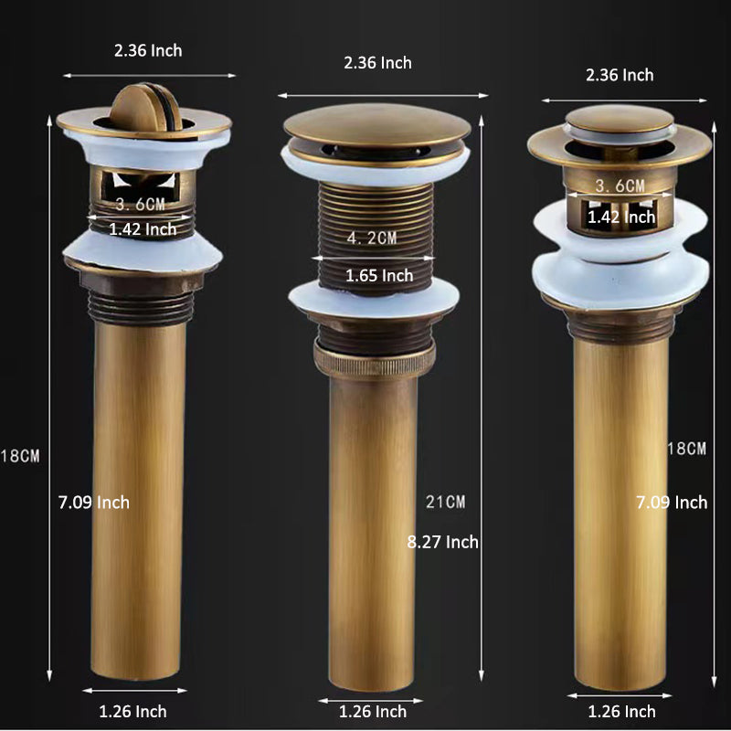 Bathroom Sink Drain Stopper Pop Up with Overflow for Bath Vanity Sink Brass Waste Pipe - WELQUEEN HOME DECOR