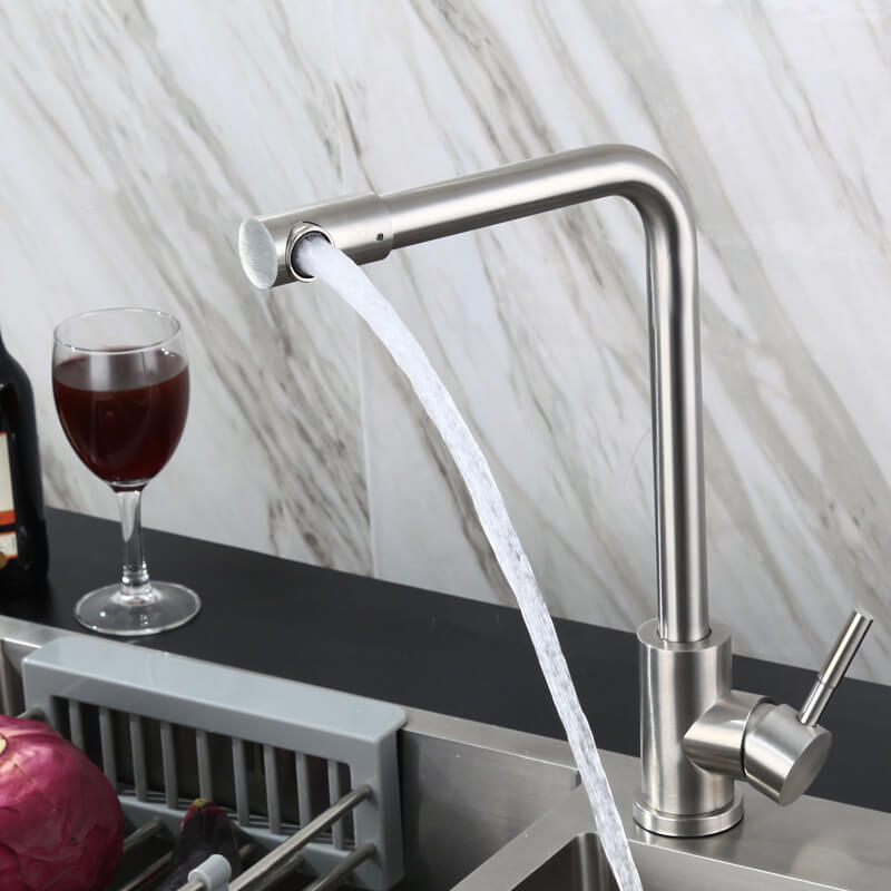 Single Handle Kitchen Faucet | Stainless Steel Brushed Nickel Kitchen Faucet | 360 Degree Swivel Kitchen Sink Faucet - WELQUEEN