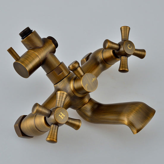 Antique Copper Shower Faucet | Luxury Bathroom Shower Faucet Set 8-inch Round Rainfall Shower Head + Hand Spray + Tub Tap - WELQUEEN WELQUEEN HOME DECOR