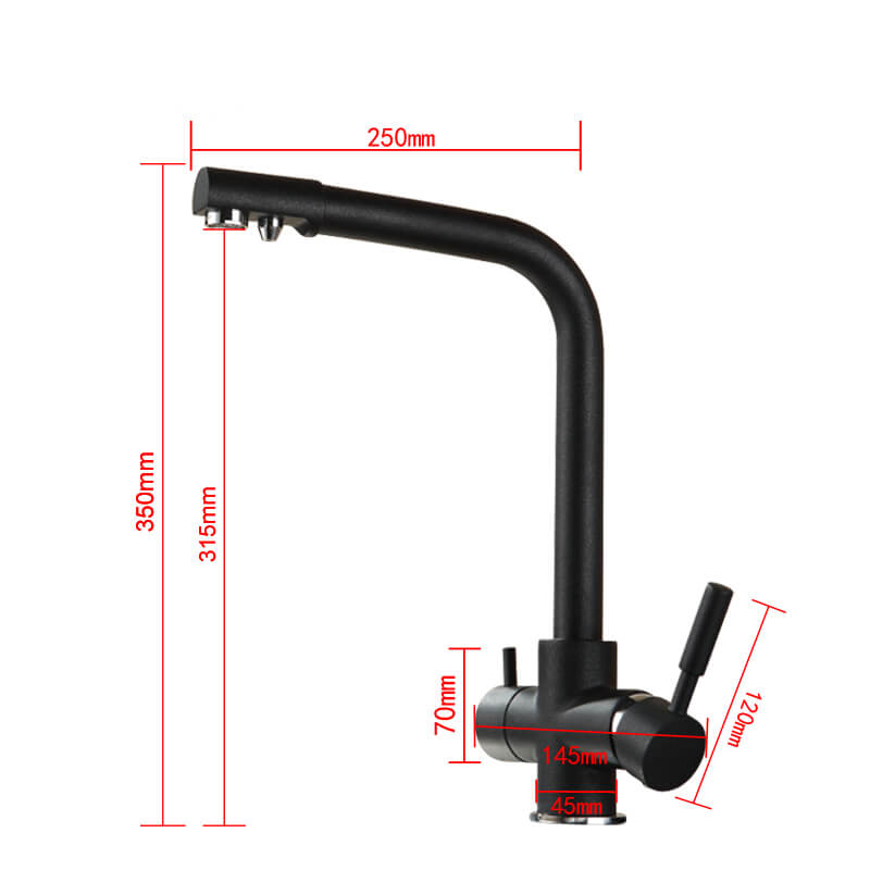 Matt Black Kitchen sink Faucet mixer | 360 Degree Rotation Water Purification tap | Deck Mounted Dual Handle Kitchen Faucet 4 Colors - WELQUEEN