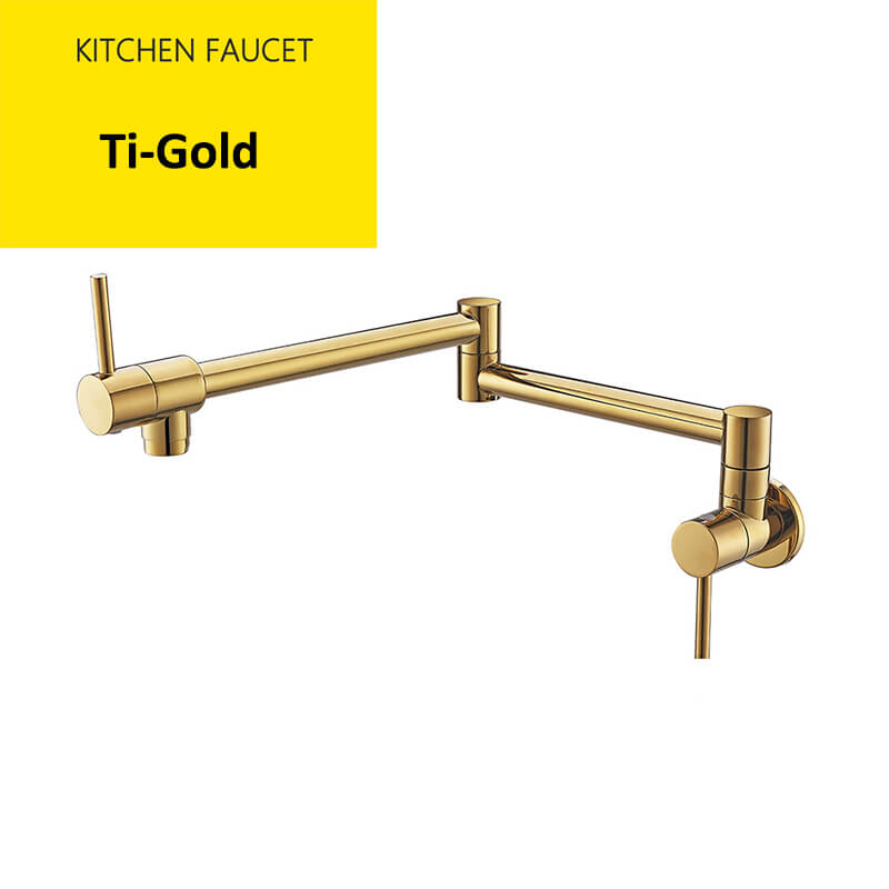 Brass Wall Mounted Kitchen Faucet | Cold Water Folding Kitchen Faucet | Single Lever Rotate Kitchen Sink Faucet 7 Colors - WELQUEEN