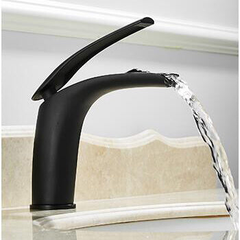 Bathroom Basin Faucet White and Black Baking Solid Brass Special Sink Mixer Tap Hot & Cold Waterfall Basin Faucet Free Shipping - WELQUEEN