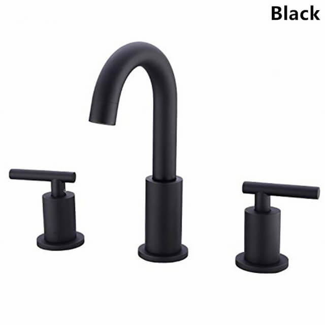 Bathroom Sink Faucet Solid Brass Double Handle Sink Mounted Hot & Cold Mix Basin Faucet European Style Basin Accessories - WELQUEEN