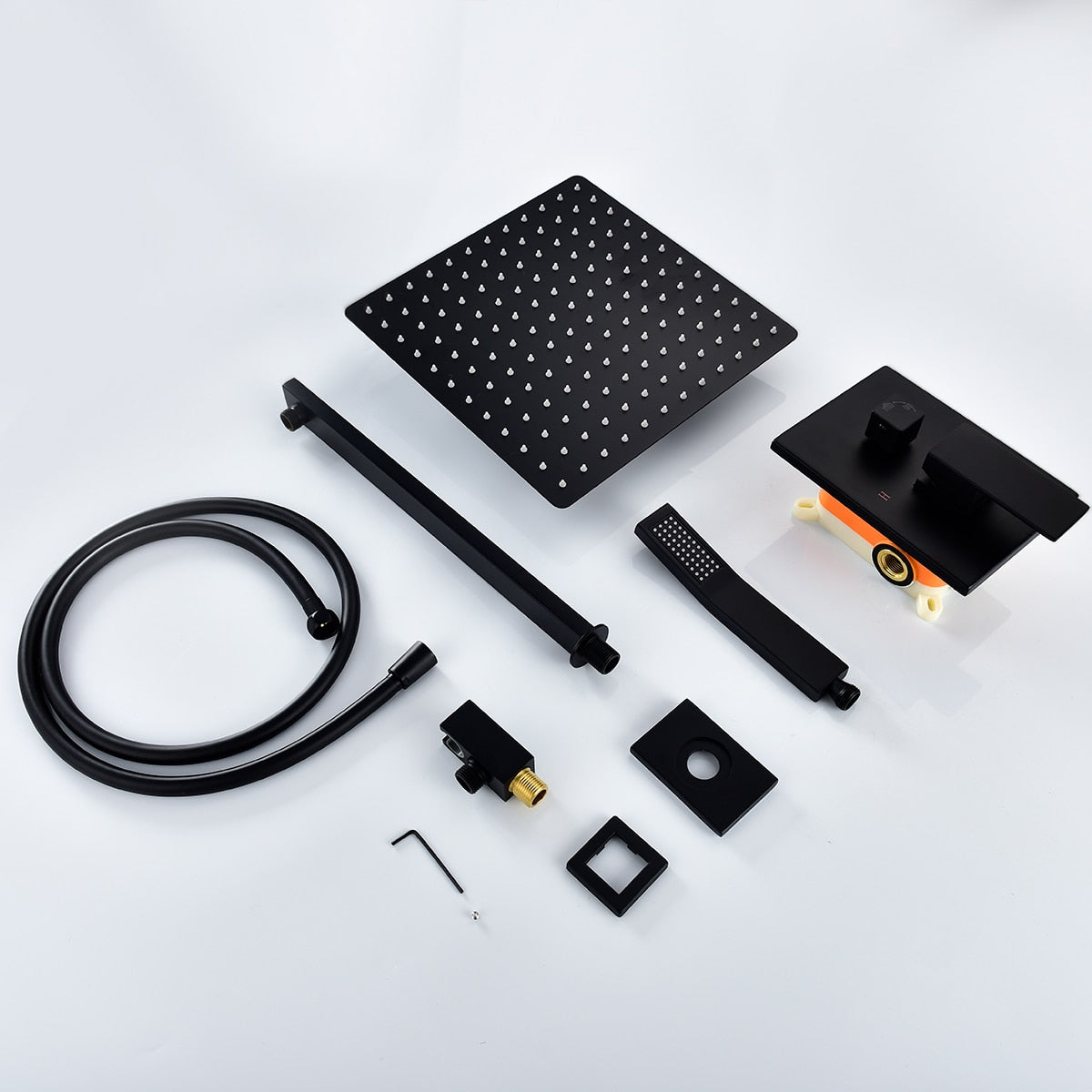 Black Shower Combo Set Stainless Steel Shower Systems with Rain Shower and Handheld Shower Trim Kit with Rough-In Valve - WELQUEEN