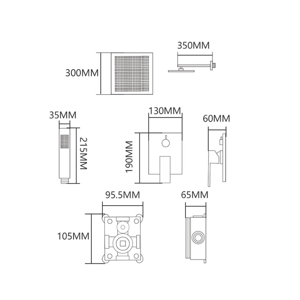 Black Shower Combo Set Stainless Steel Shower Systems with Rain Shower and Handheld Shower Trim Kit with Rough-In Valve - WELQUEEN