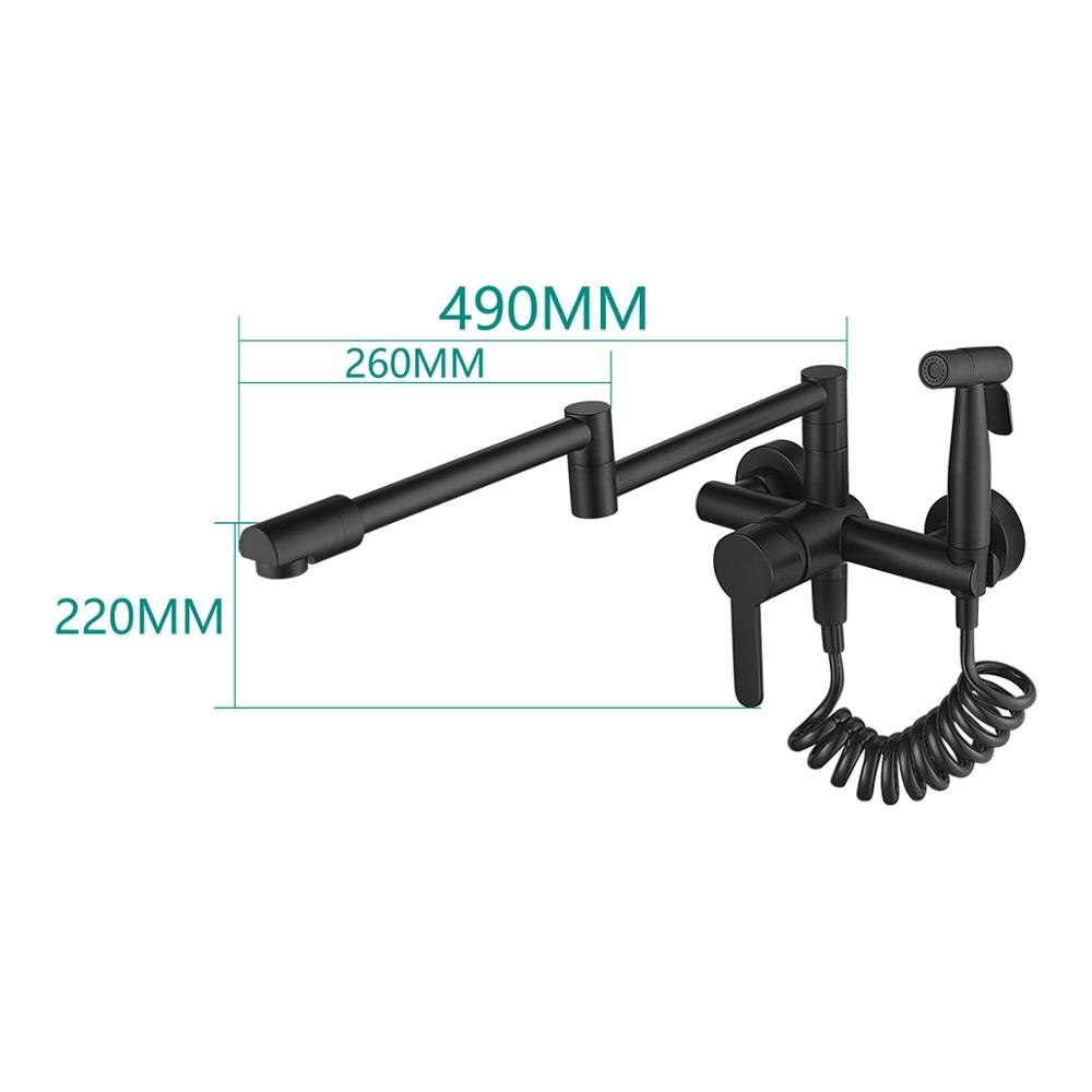 Brass Pot Filler Folding Faucet with Side Sprayer Kitchen Sink Faucet with Swing Arm and Double Function Joint - WELQUEEN