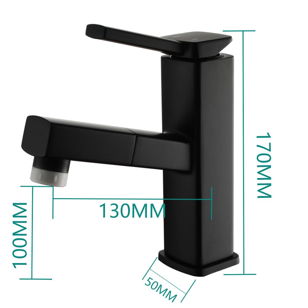 Brass Pulldown Basin Faucet with Pull Out Sprayer Single Lever Faucet for Bathroom Hot and Cold Water Faucet - WELQUEEN