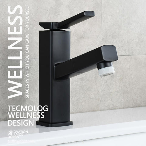 Brass Pulldown Basin Faucet with Pull Out Sprayer Single Lever Faucet for Bathroom Hot and Cold Water Faucet - WELQUEEN