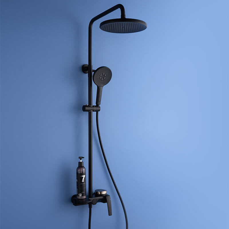 Matte Black Shower Column Set Faucet Rainfall Bathroom Shower Mixer Tap Brass Bath Shower Column In Wall Shower Faucet - WELQUEEN HOME DECOR