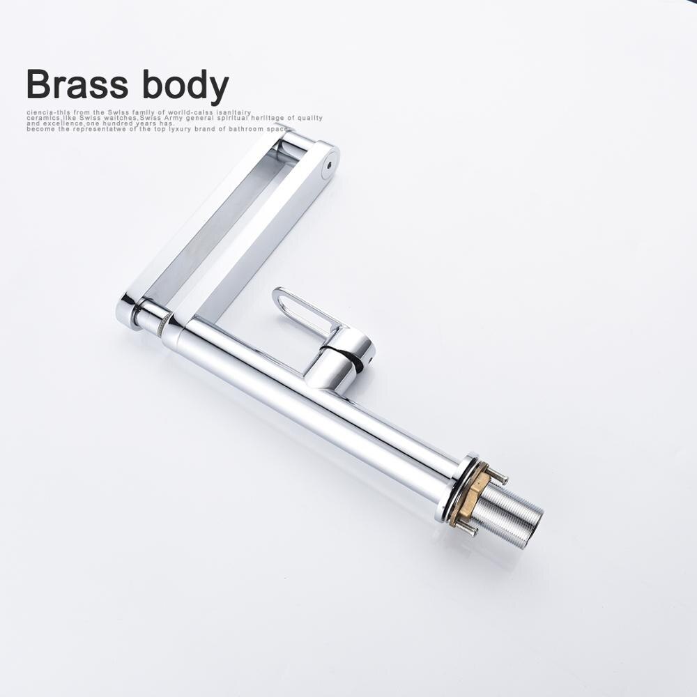 Folding Kitchen Faucet Hot and Cold Kitchen Sink Mixer Brushed Nickel Facing Rotatable Telescopic Faucet - WELQUEEN
