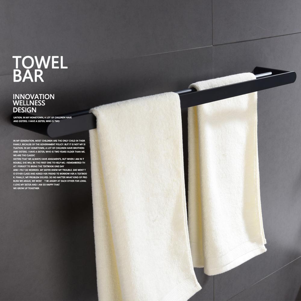 Free Shipping 304 Stainless Steel Double Pole Towel Bar Bathroom Towel Holder Wall Mounted Black Bathroom Towel Bar - WELQUEEN