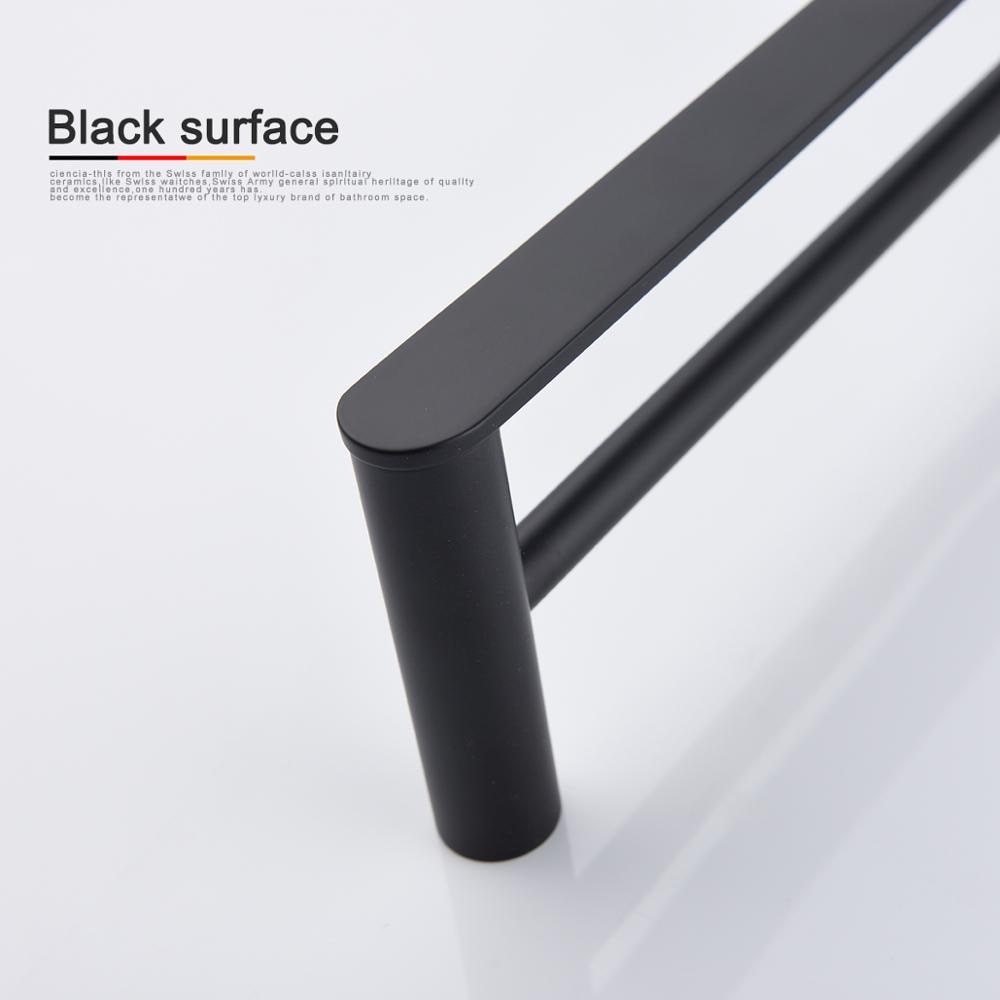 Free Shipping 304 Stainless Steel Double Pole Towel Bar Bathroom Towel Holder Wall Mounted Black Bathroom Towel Bar - WELQUEEN