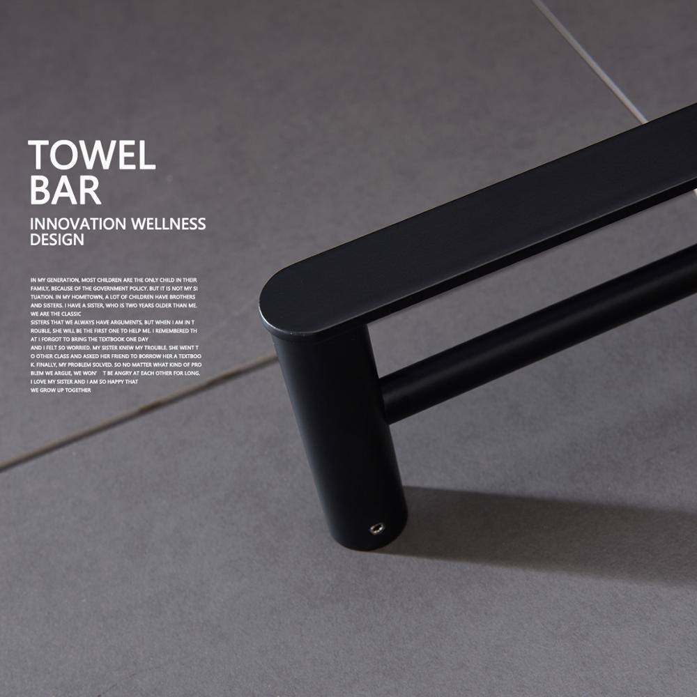 Free Shipping 304 Stainless Steel Double Pole Towel Bar Bathroom Towel Holder Wall Mounted Black Bathroom Towel Bar - WELQUEEN