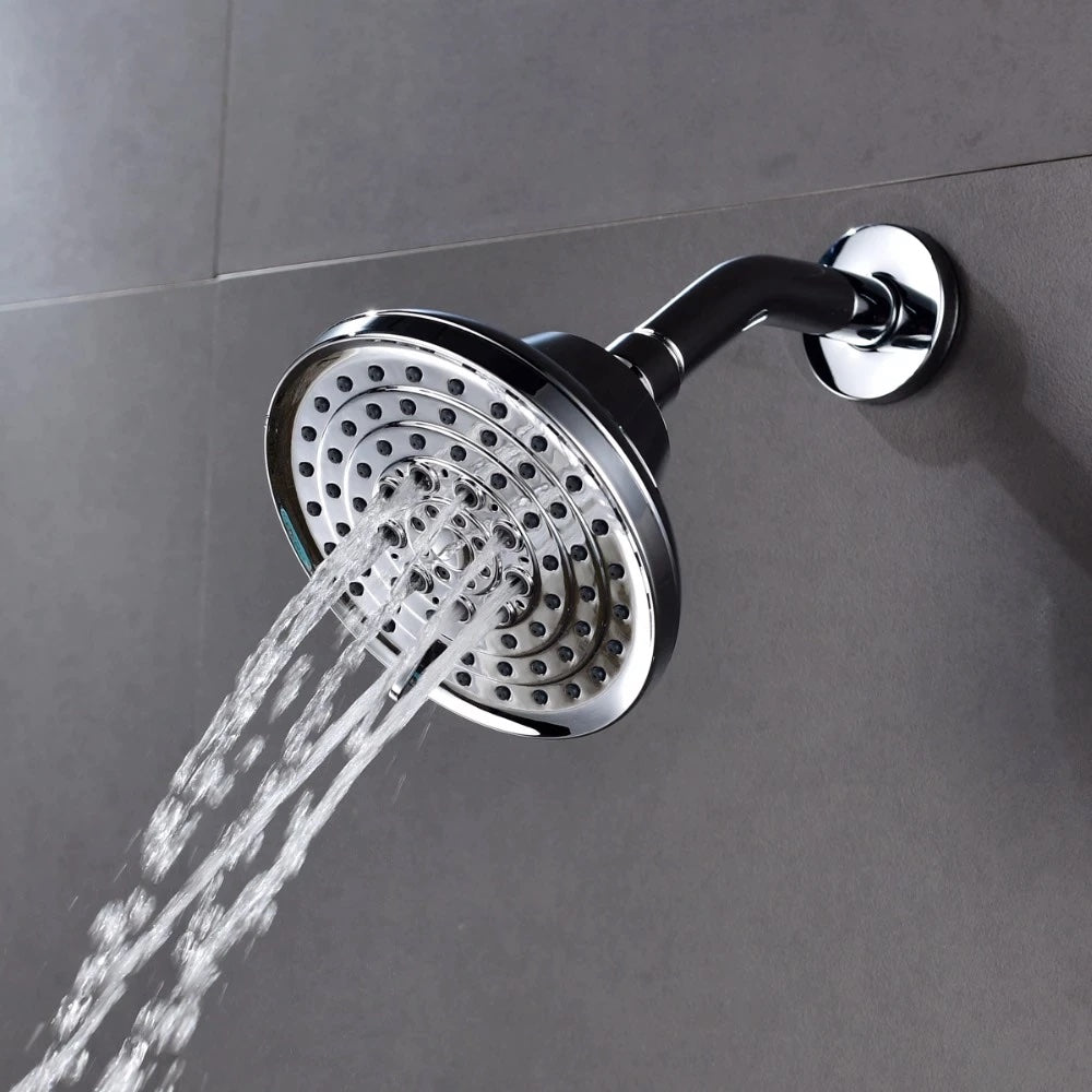 Free Shipping ABS Plastic Shower Head Wall-Mounted Filtered Shower Head with Massage Chrome 5 Jets Top Shower for Bathroom - WELQUEEN