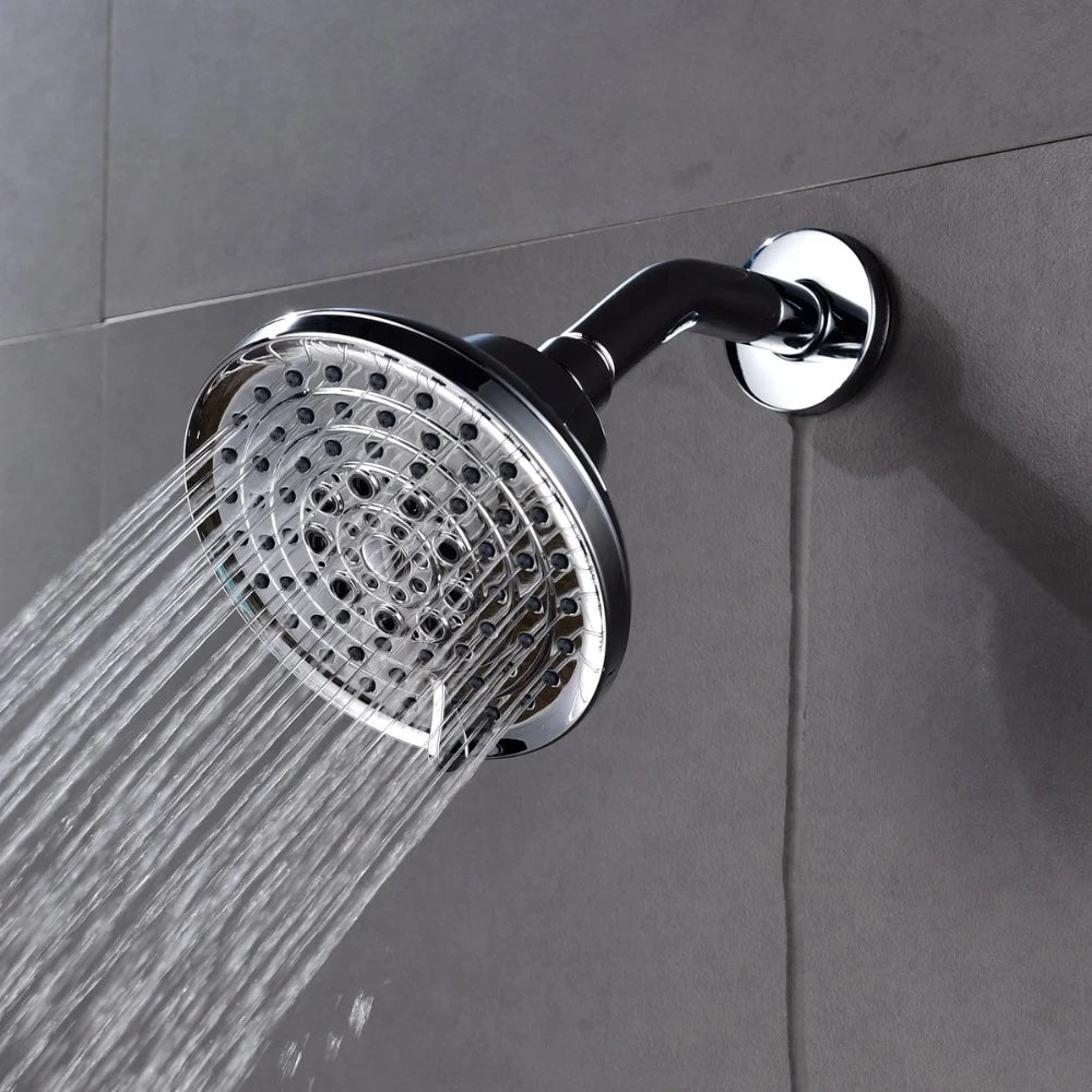 Free Shipping ABS Plastic Shower Head Wall-Mounted Filtered Shower Head with Massage Chrome 5 Jets Top Shower for Bathroom - WELQUEEN