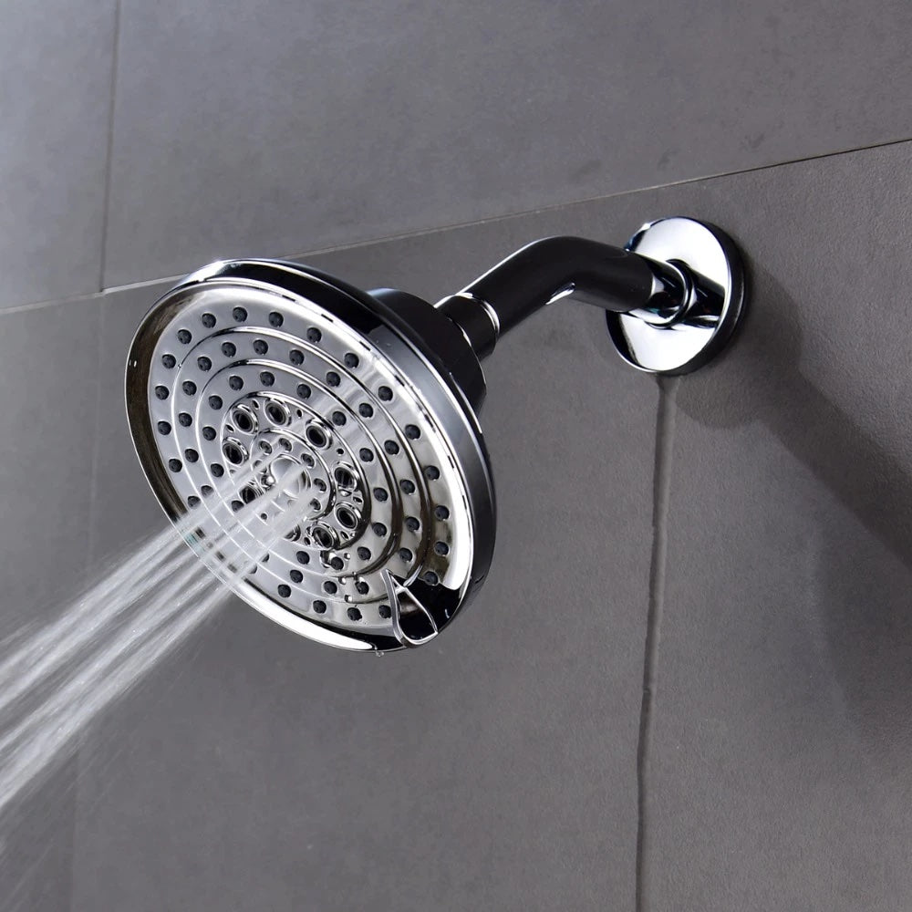 Free Shipping ABS Plastic Shower Head Wall-Mounted Filtered Shower Head with Massage Chrome 5 Jets Top Shower for Bathroom - WELQUEEN